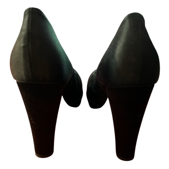 Marni Black Fabric Satin Pumps ~ Size 38.5 ~ High Block Platform Heels - Picture 4 of 14